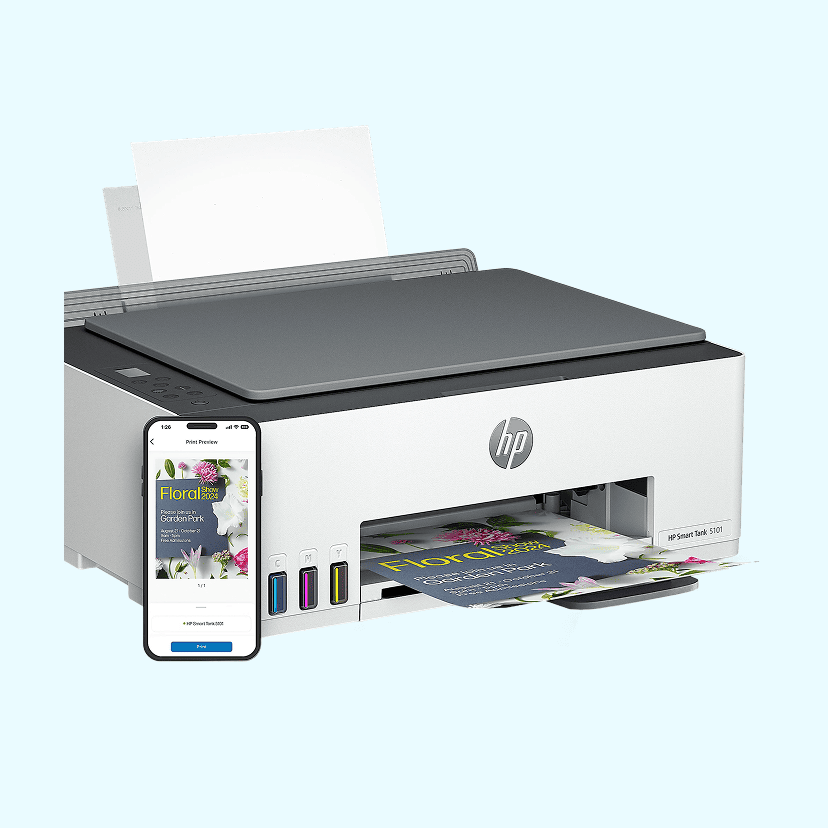 HP Smart Tank 5101 Wireless All-in-One Ink Tank Printer with up to 2 years of ink included, AI-enabled (1F3Y0A)