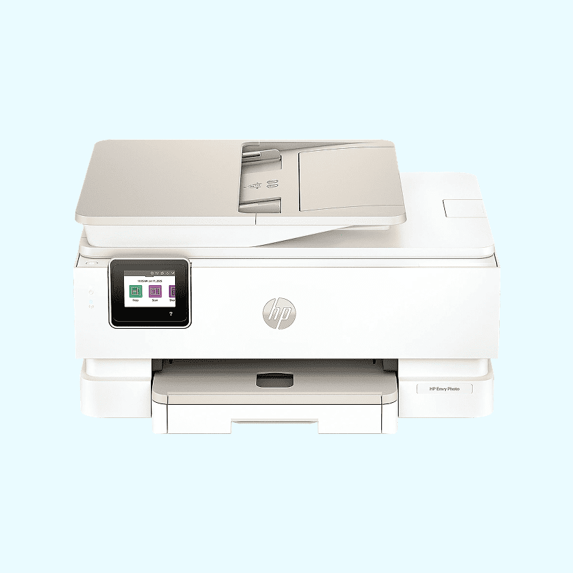 HP ENVY Photo 7975 Wired & Wireless Inkjet Multifunction Printer - Color - White/Light Portobello - Copier/Printer/Scanner - 15 ppm Mono/10 ppm Color Print - 4800 x 1200 dpi Print - Flatbed/ADF Scanner - Wireless LAN - USB - For Plain Paper Print - 1